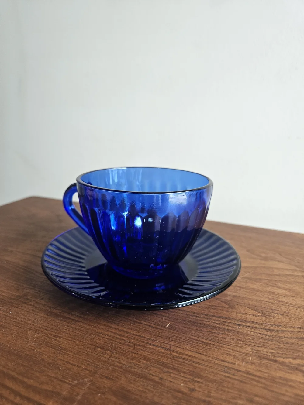 Brazil Cobalt Blue Glass Teacup and‎ Saucer